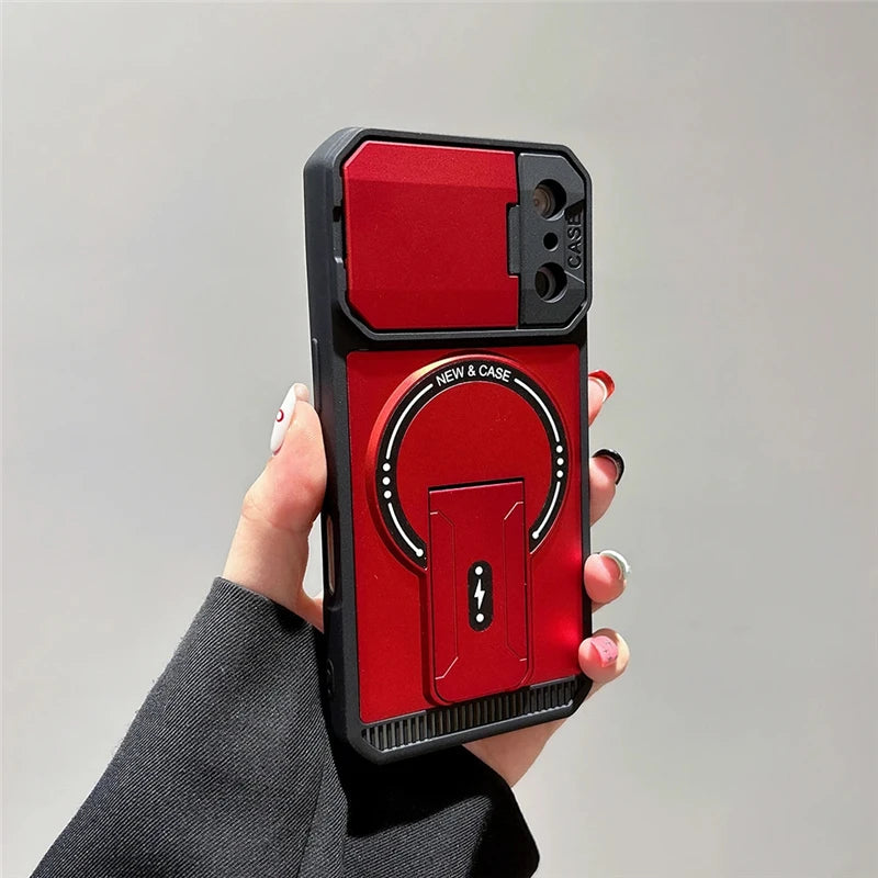 カメラカバー付き スタンド Magnet対応 iPhoneケース｜スライドレンズ保護 耐衝撃デザイン #240112