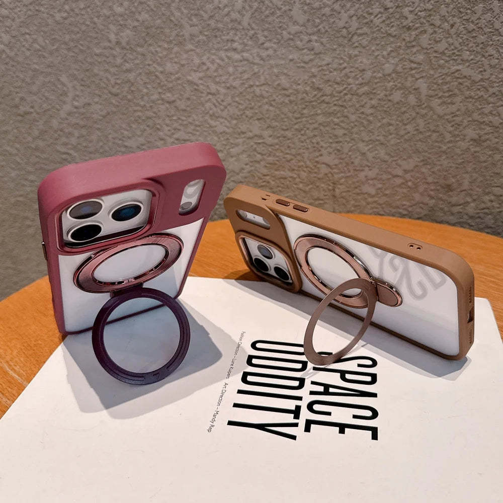 【リングスタンド】耐衝撃クリア×メタルリング付きスマホケース｜iPhone対応 #250304