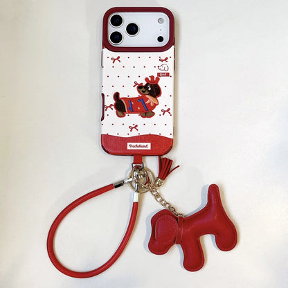 【アニマルシリーズ】 サンタ ダックスフンド 刺繍 × クリスマス デザインケース｜iPhone対応 #240906