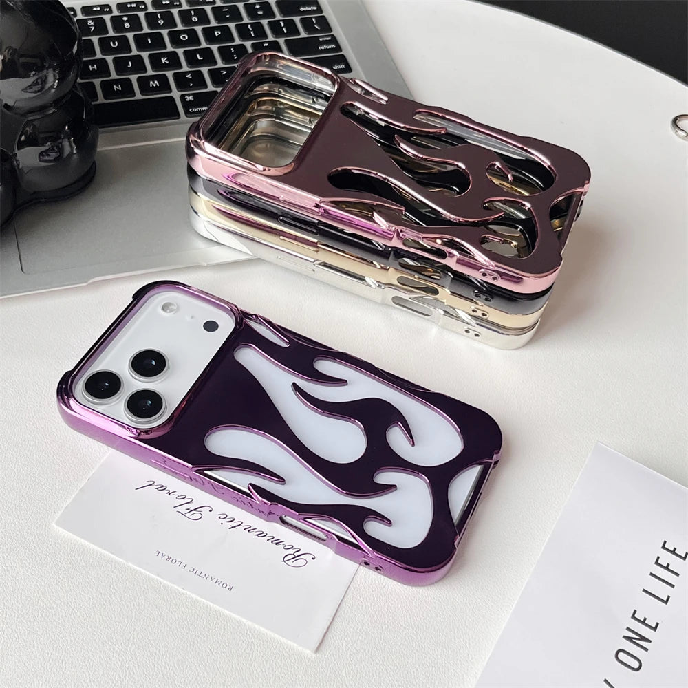 3D 炎 メタルフレームライン iPhoneケース｜トレンド・Y2Kデザイン #231119