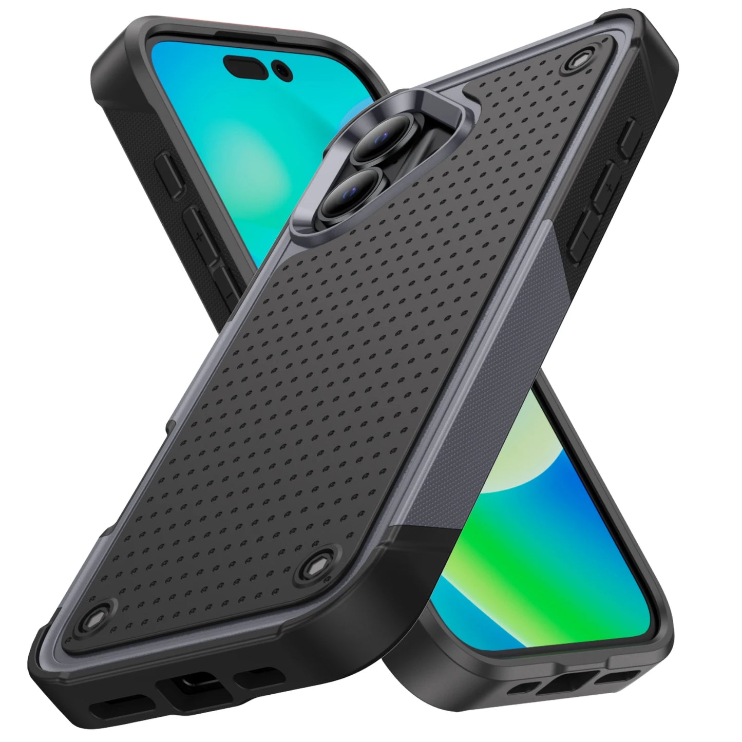 グリップデザイン 耐衝撃 iPhoneケース｜滑り止めバックパネル #240107