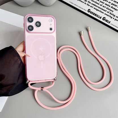 ロングストラップ付き クリア iPhoneケース｜Magnet内蔵・シンプル・ショルダー対応 #230730