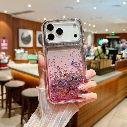 【流れるシリーズ】キラキラグリッター 星屑ラメ入り リキッドデザイン スマホケース｜iPhone対応 #251202