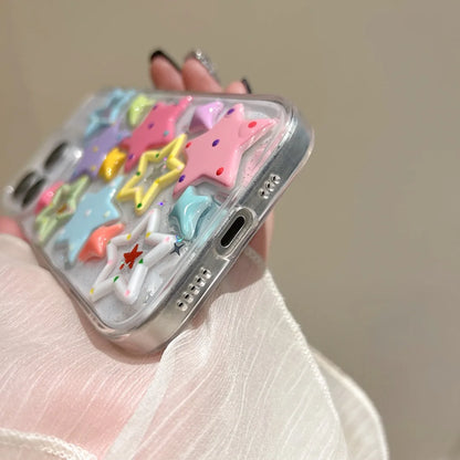 【立体スター柄】ポップで映えるクリアケース｜iPhone対応 #250522