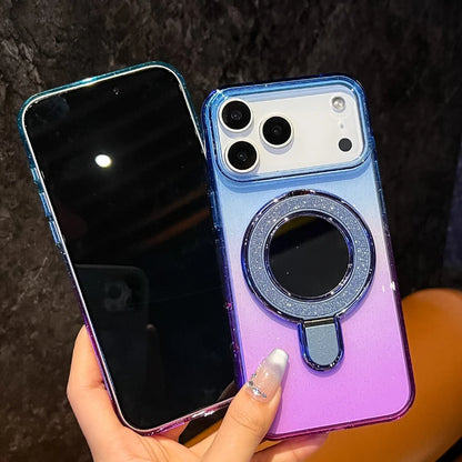 バイカラー クリアグラデーション Magnet内蔵 iPhoneケース｜ミラー リンググリップ #230727
