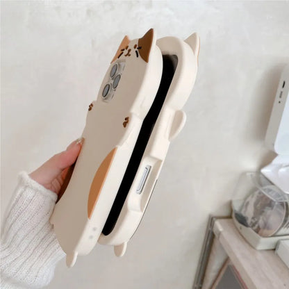 【猫耳シリーズ】三毛猫 肉球 立体キャットiPhoneケース｜マットTPU #240211