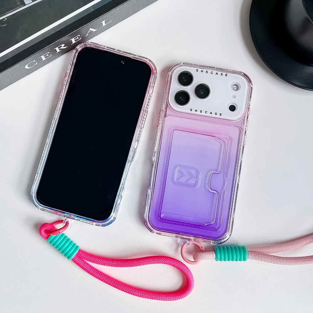 【グラデーションシリーズ】キラキラ透明感 グラデーションカラー カード収納付き スマホケース｜iPhone対応 #251022