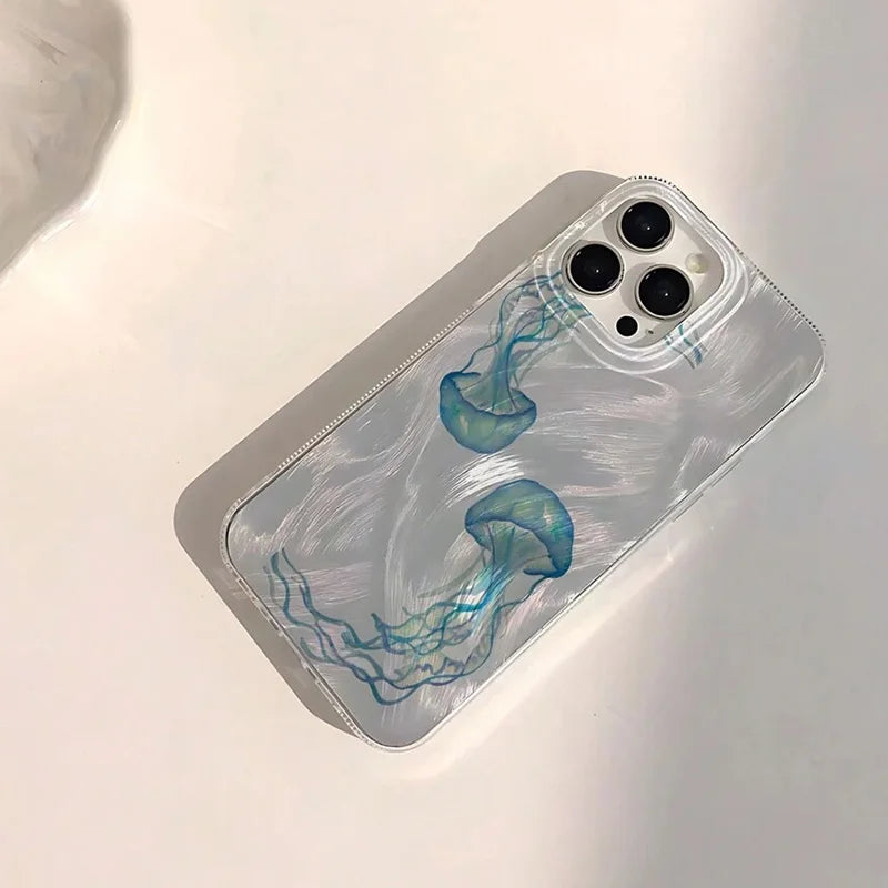 【マリンシリーズ】海のいきも ヒトデ クラゲ ウミガメ クリアスマホケース｜iPhone対応 #250911