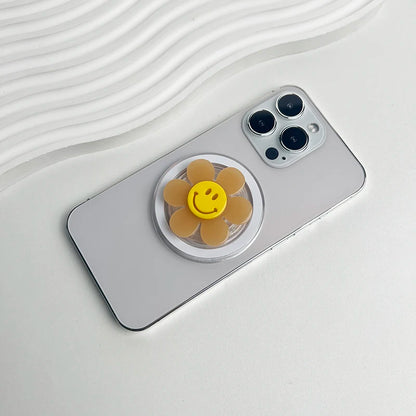 【スマホグリップ】スマイル ニコちゃん デイジーフラワー | Magnet対応 #241105