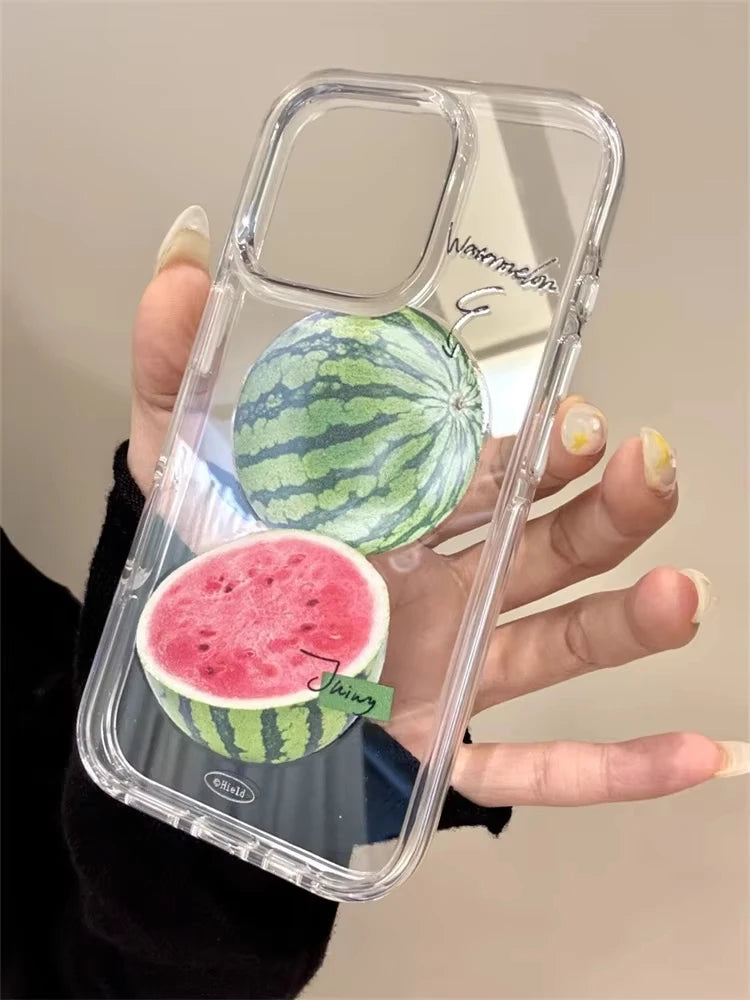フルーツデザイン クリア iPhoneケース｜スイカ・梨・チェリー #260079