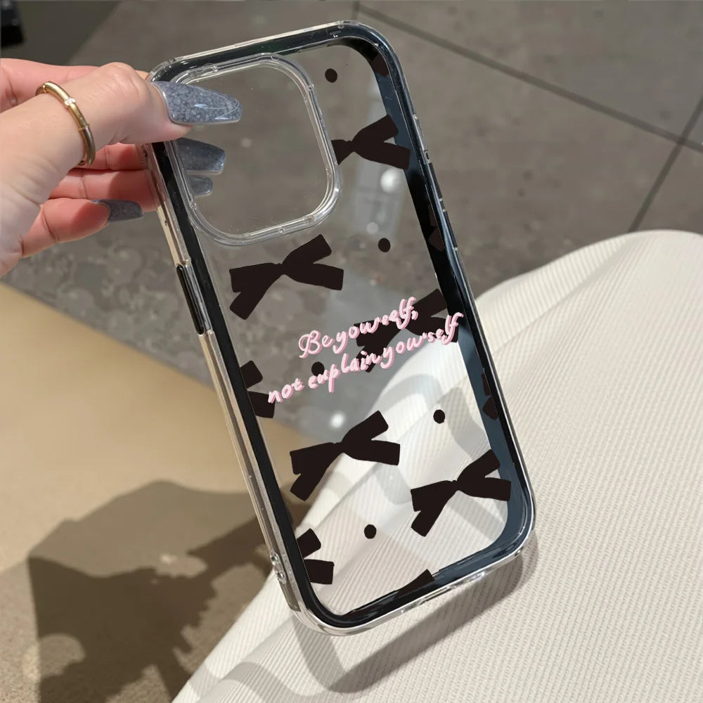 【リボンクリア】水玉 ドット ガーリーボウ×クリアデザイン スマホケース｜iPhone対応 #250116