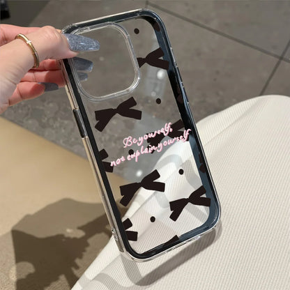 【リボンクリア】水玉 ドット ガーリーボウ×クリアデザイン スマホケース｜iPhone対応 #250116