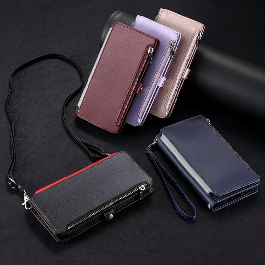 【ブックスタイル】シンプル レザー調 財布一体型 ブックスタイル 手帳型 iPhoneケース｜ショルダー対応 #240126