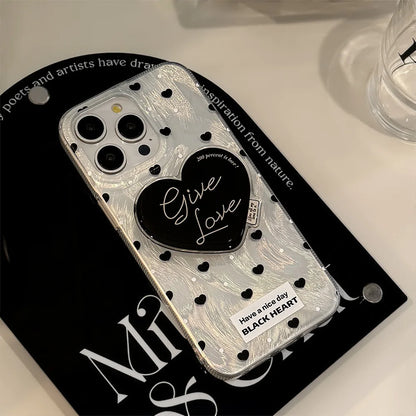 ブラックハートグリップ モノトーンデザイン iPhoneケース｜シンプル・大人ガーリー #231018