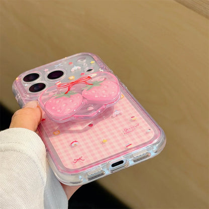 いちごグリップ ギンガムチェック ピンク iPhoneケース｜ガーリー #260048