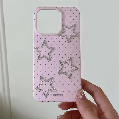 【スタードット】ラインストーンスター × ドットデザイン スマホケース｜iPhone対応 #250703