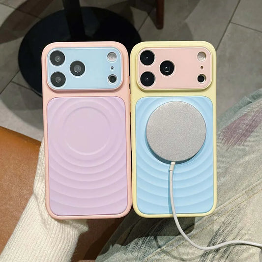 ウェーブパステル iPhoneケース｜Magnet対応・バイカラーデザイン #261024