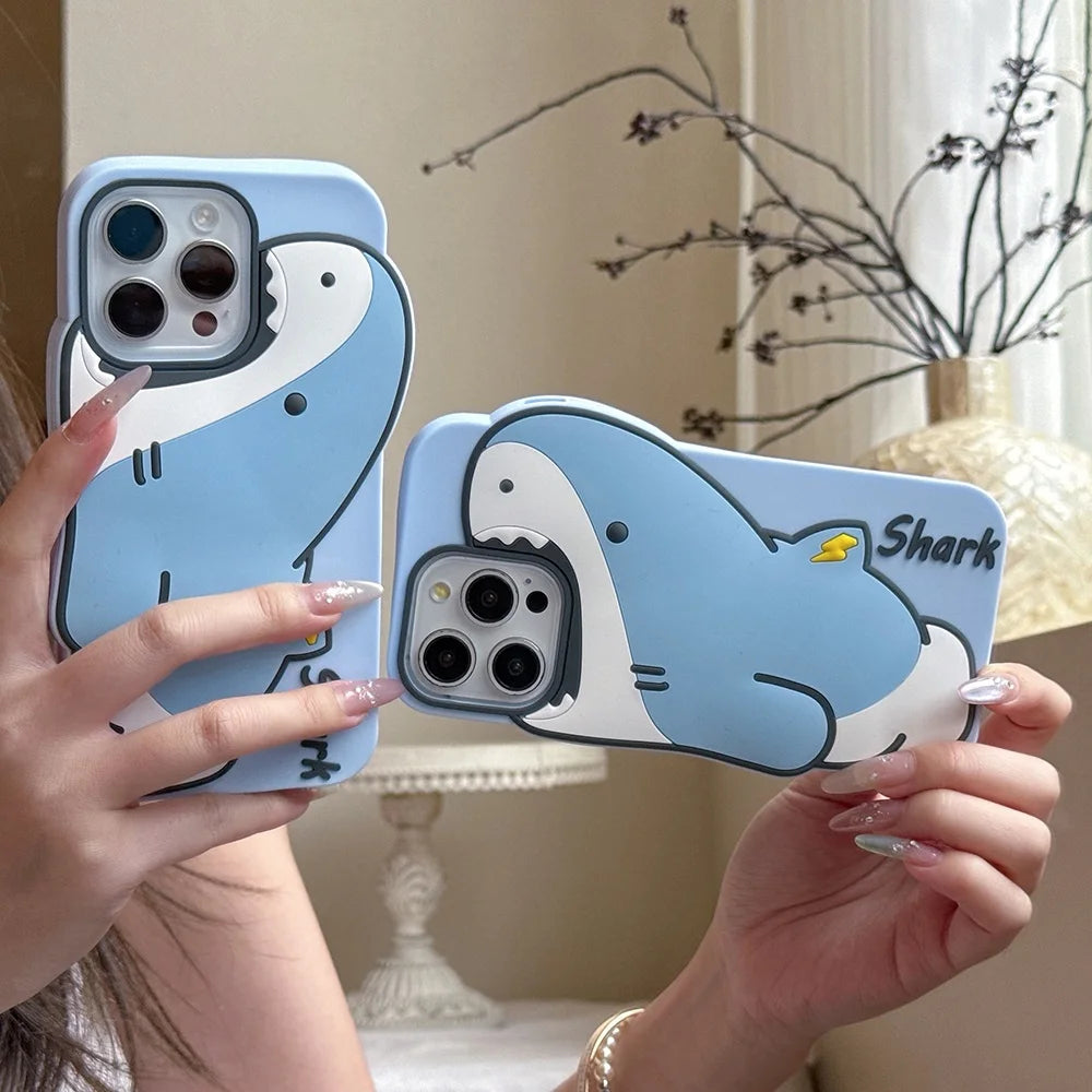 【アニマルシリーズ】かわいいサメデザイン 3D 立体スマホケース｜iPhone対応 #250904
