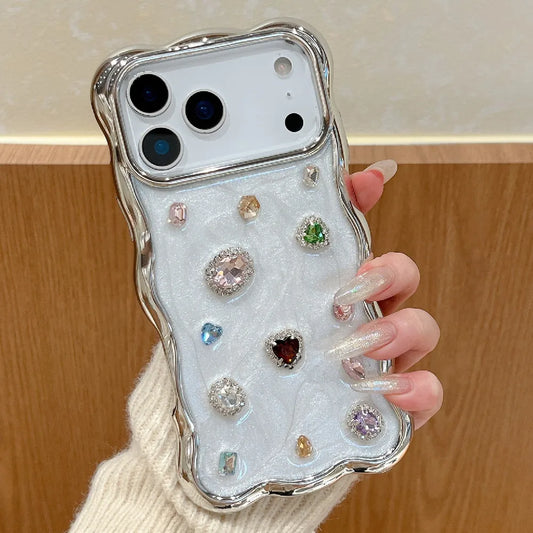 ジュエリー ウェーブフレーム クリア iPhoneケース｜ビジューミックスデザイン #240413