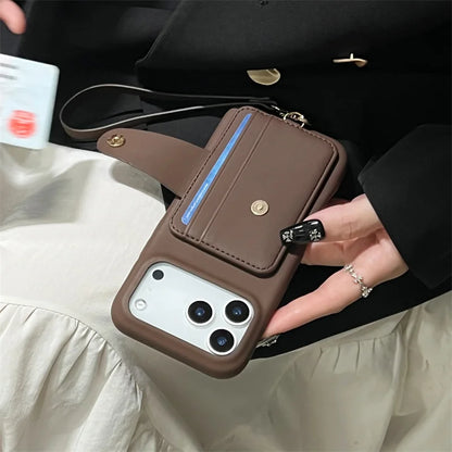 【カードポケットストラップ】多機能 PUレザー調 スマホケース｜iPhone対応 #250317