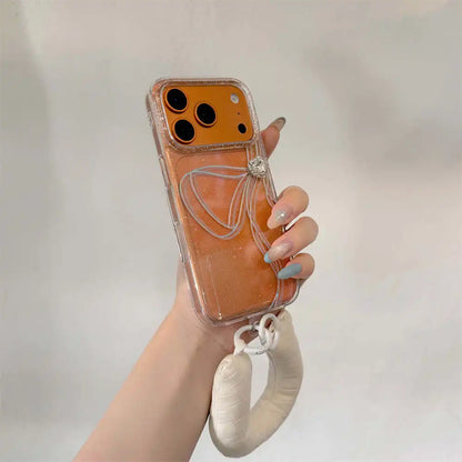 【クリアラメグリッター】リボンモチーフ クリアスマホケース｜iPhone対応 #240625