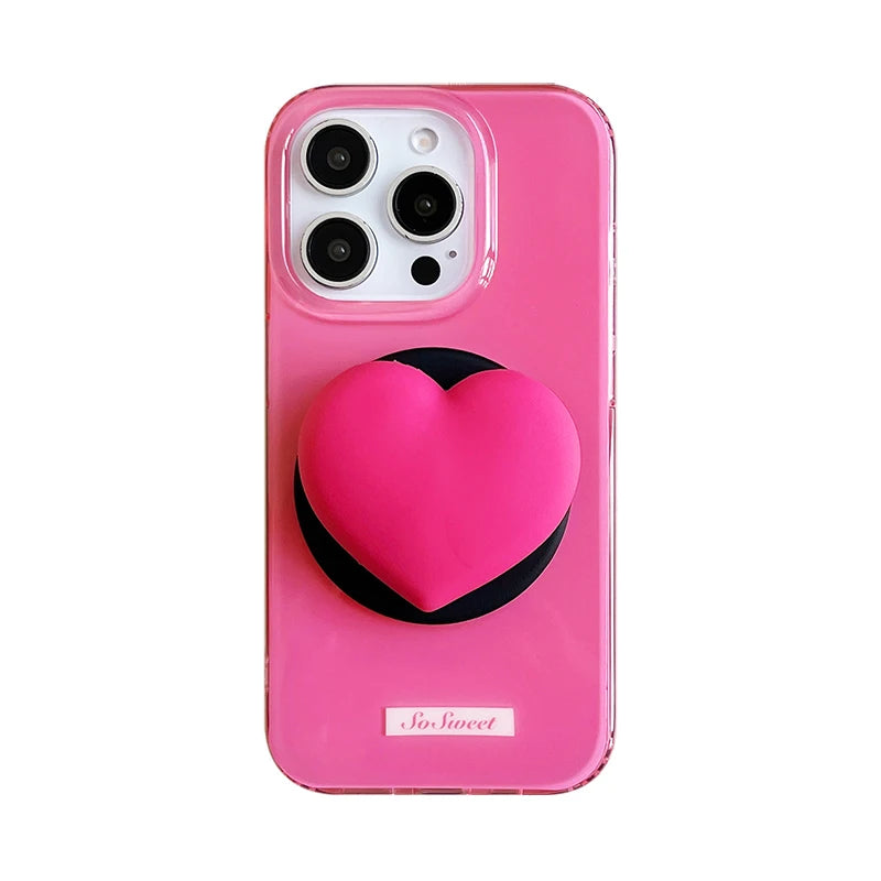 【Magsafe対応】立体 3D ハートグリップ ビビット バイカラー スマホケース｜iPhone対応 #250131