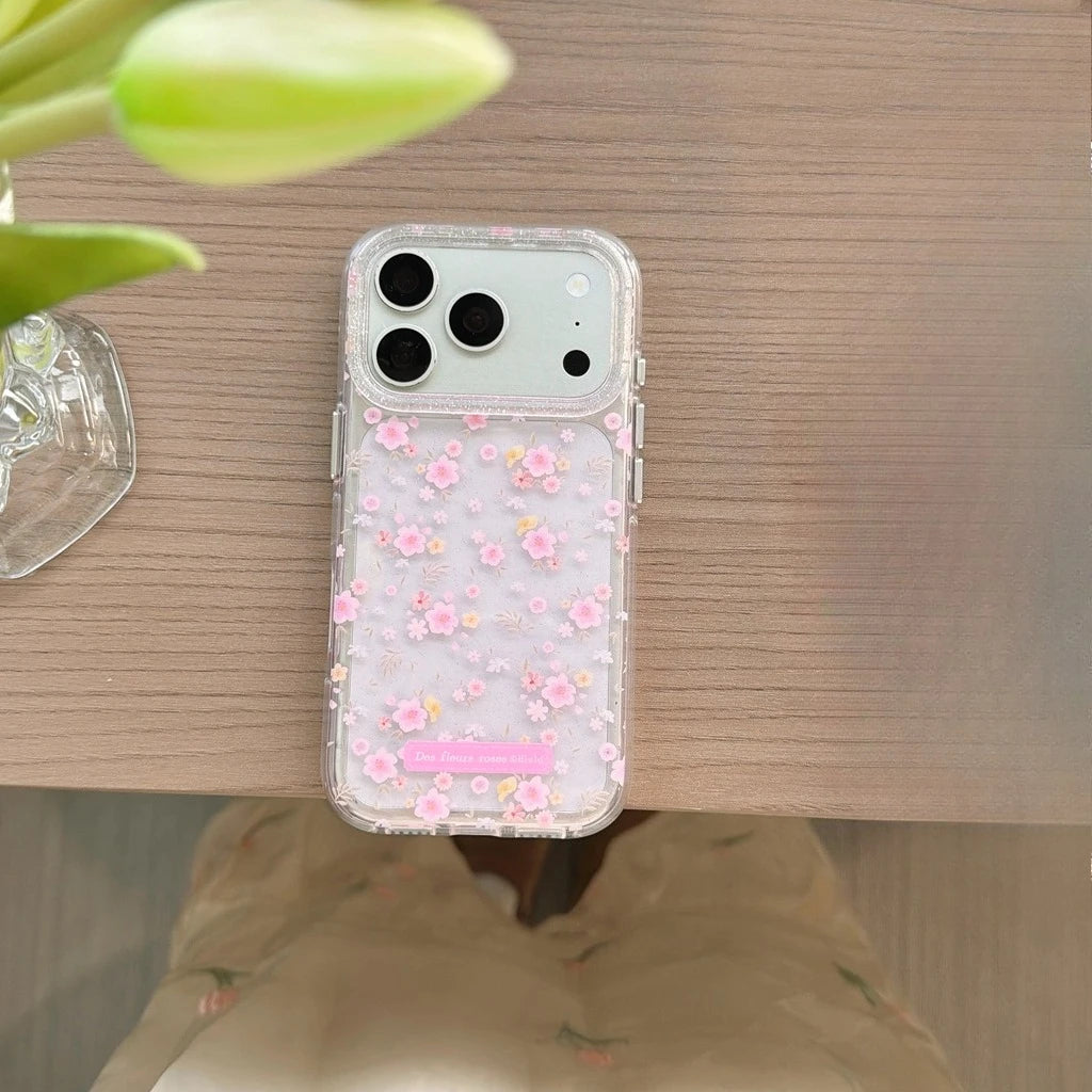 さくらデザイン ビーズストラップ付き 透明ケース iPhoneケース｜フェミニン・春カラー #231112