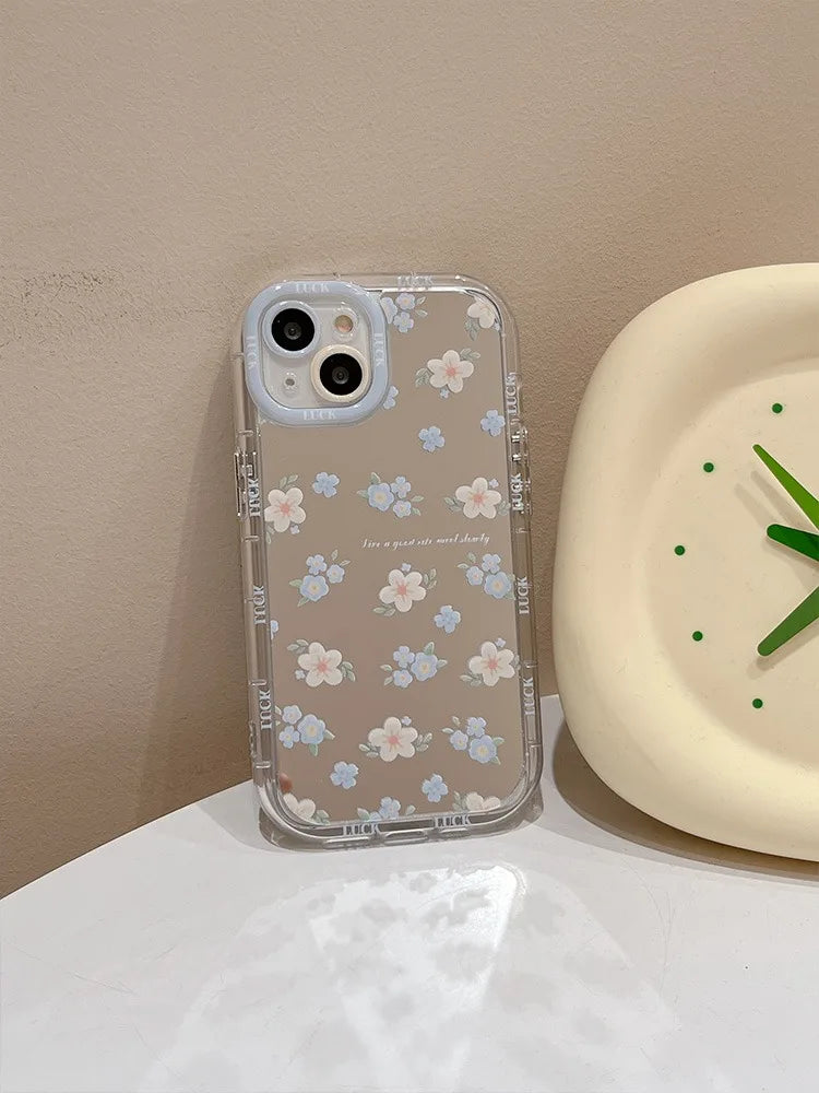 【ミラーデザイン】パープルフラワー 小花柄 デザイン スマホケース｜iPhone対応 #250626