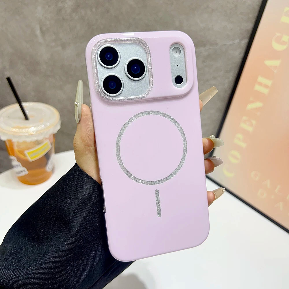 【Magnet内蔵】パステルグリッターサークル ツヤかわスマホケース｜iPhone対応 #241021