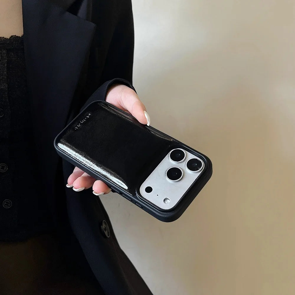 【メタリックレザー】高見えレザー風デザイン スマホケース｜iPhone対応 #250110