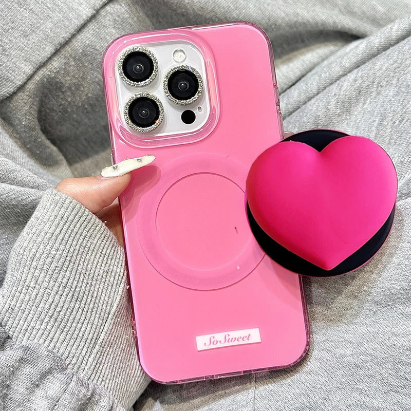 【Magsafe対応】立体 3D ハートグリップ ビビット バイカラー スマホケース｜iPhone対応 #250131