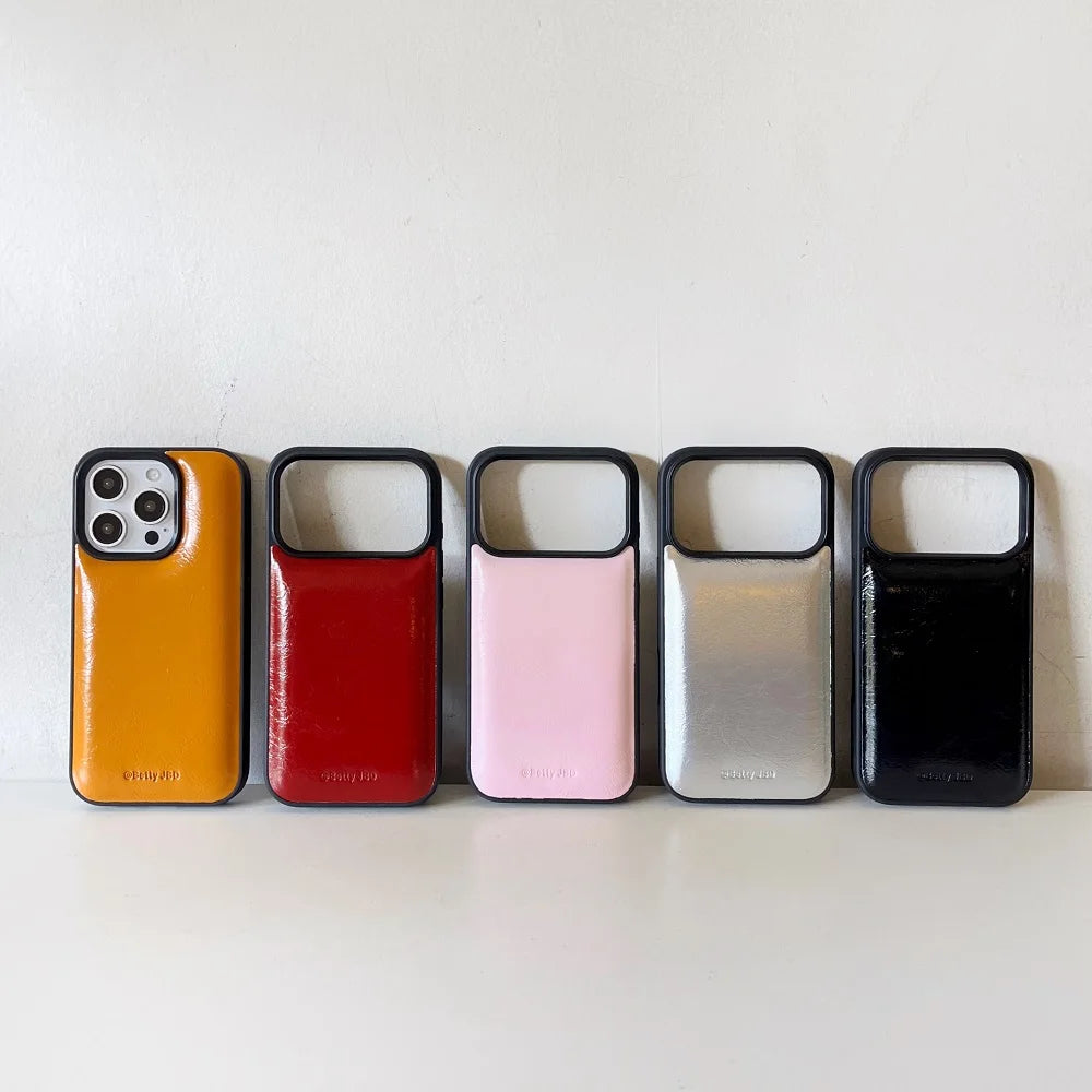 【メタリックレザー】高見えレザー風デザイン スマホケース｜iPhone対応 #250110