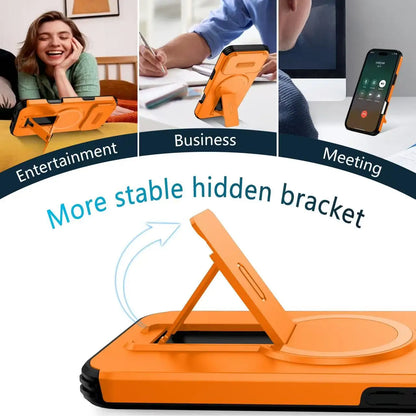 カメラ保護 フラップ付き iPhone17 ケース｜耐衝撃 タフデザイン・スタンド対応 #240401