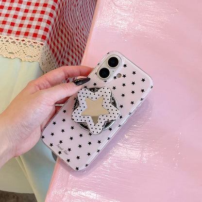 スターモチーフ ブラックピンク Magnet内蔵 iPhoneケース｜ミラーグリップ付き #240309