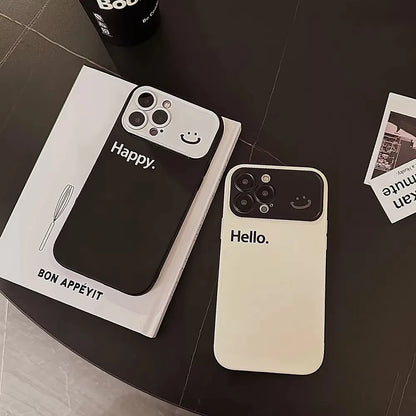 【ニコちゃんシリーズ】バイカラー Happy メッセージ ニコちゃん iPhoneケース #260305