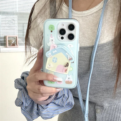 ドッグハウス 立体 グリップ 犬柄デザイン iPhoneケース #240318