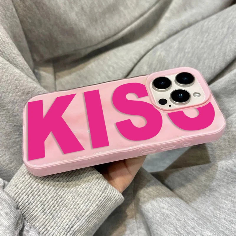 【ビッグロゴシリーズ】モノトーン KISS デザイン スマホケース｜iPhone対応 #251215