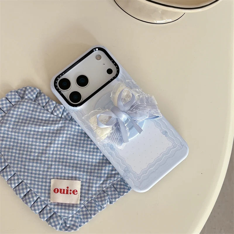 【Magnet内蔵】LACE RIBBON レース×ふわリボン スマホケース｜iPhone対応 #240928