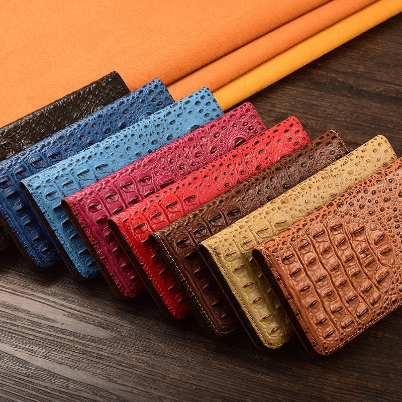 クロコダイル風  高級感 型押し レザーフリップ 手帳型 iPhoneケース #240306