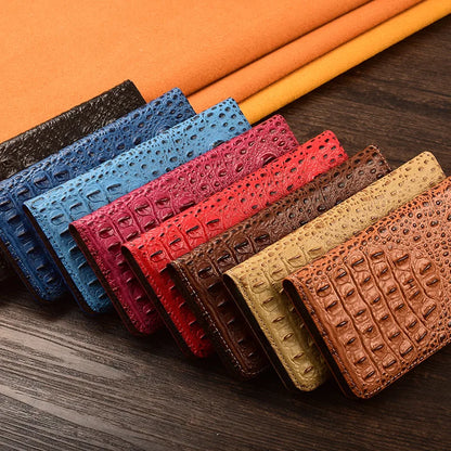 クロコダイル風  高級感 型押し レザーフリップ 手帳型 iPhoneケース #240306