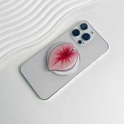 スマホグリップ｜ボタニカル リーフデザイン スマホスタンド 落下防止 #260426