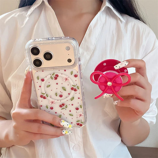 チェリー・リボン・ドット柄　iPhoneケース｜耐衝撃・動物イラスト #260066