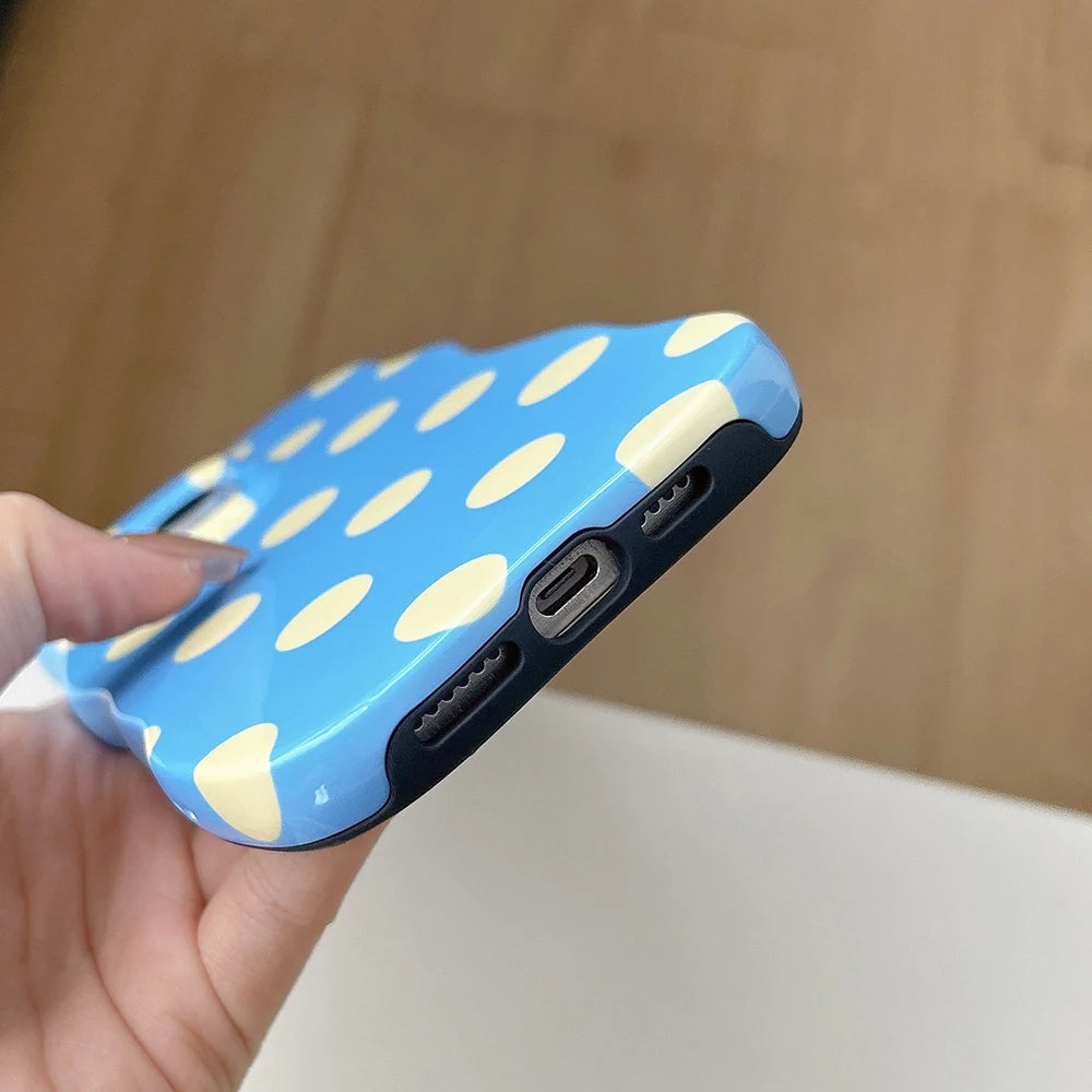 ポップ ドットデザイン ウェーブフレーム iPhoneケース｜カラフル 水玉ケース #260315