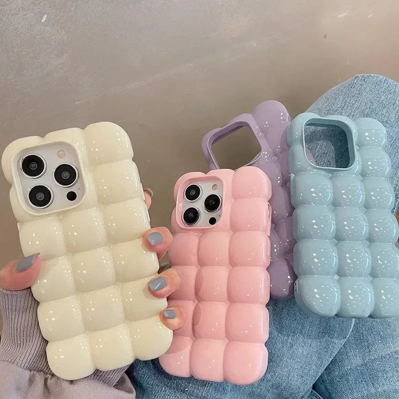 【ぽこぽこブロック】ぷっくりバブルスマホケース｜iPhone対応 #250702