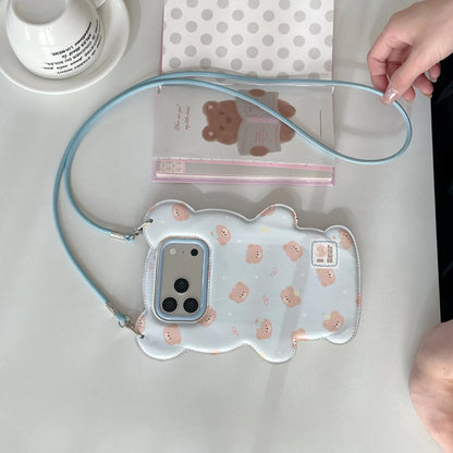 くまダイカット ストラップ付き iPhoneケース (全2色) ガーリー・フェミニン #261218