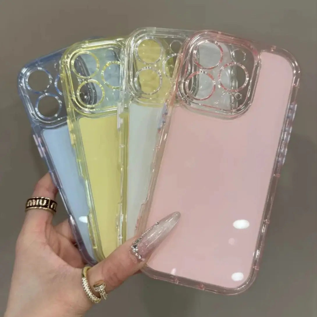 【パステルクリアカラー】シンプル×上品ハイブリッドケース｜iPhone対応 #250519