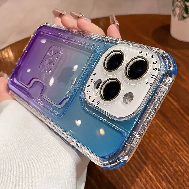 【グラデーションシリーズ】キラキラ透明感 グラデーションカラー カード収納付き スマホケース｜iPhone対応 #251022