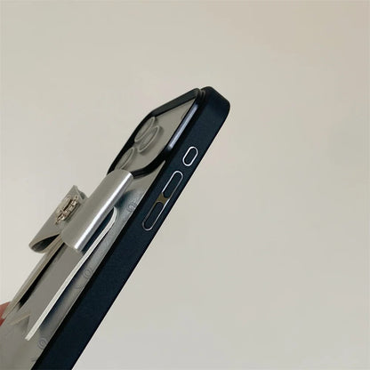 【シルバー立体リボン】ボールストラップ付き フェミニン スマホケース｜iPhone対応 #260206