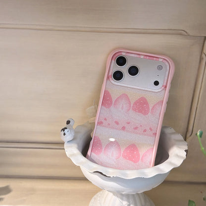 いちごモチーフ グリップ付き iPhoneケース｜キラキラデザイン #231228