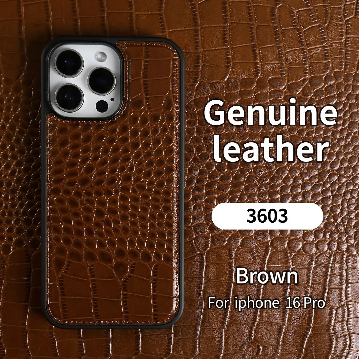 【本革シリーズ】クロコ型押し 本革プレミアムケース｜iPhone対応 #240920